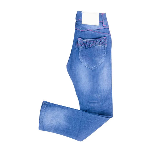 Jean eller blå jeans med koncept på vit bakgrund ny. — Stockfoto