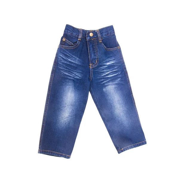 Jeans jean o blue con concept su sfondo bianco nuovo . — Foto Stock