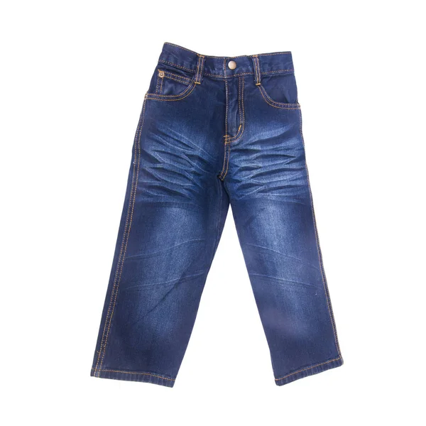 Jeans jean o blue con concept su sfondo bianco nuovo . — Foto Stock