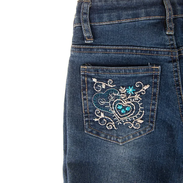 Jean eller blå jeans med koncept på hvid baggrund nye . - Stock-foto