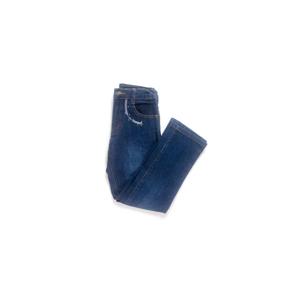 Jeans jean o blue con concept su sfondo bianco nuovo . — Foto Stock