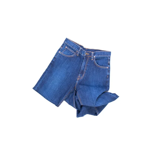 Jeans ou jeans azul com conceito sobre fundo branco novo . — Fotografia de Stock