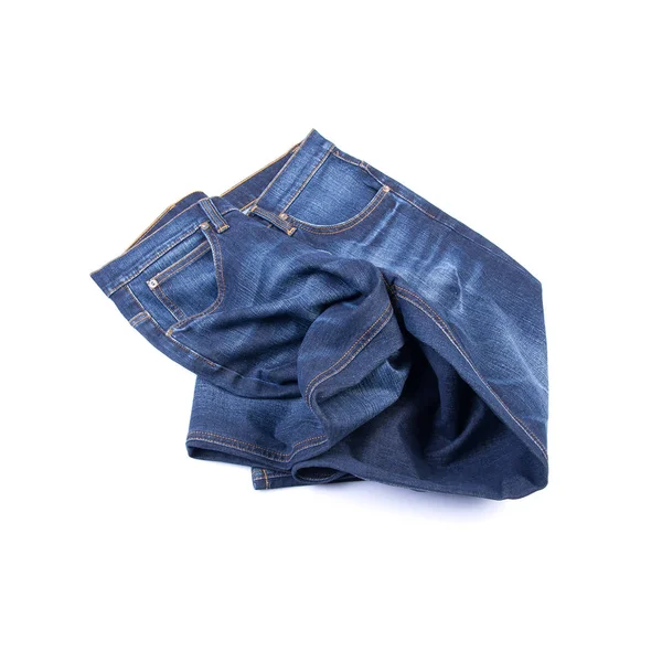 Jeans ou jeans azul com conceito sobre fundo branco novo . — Fotografia de Stock