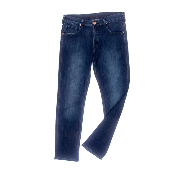Jeans ou jeans azul com conceito sobre fundo branco novo . — Fotografia de Stock