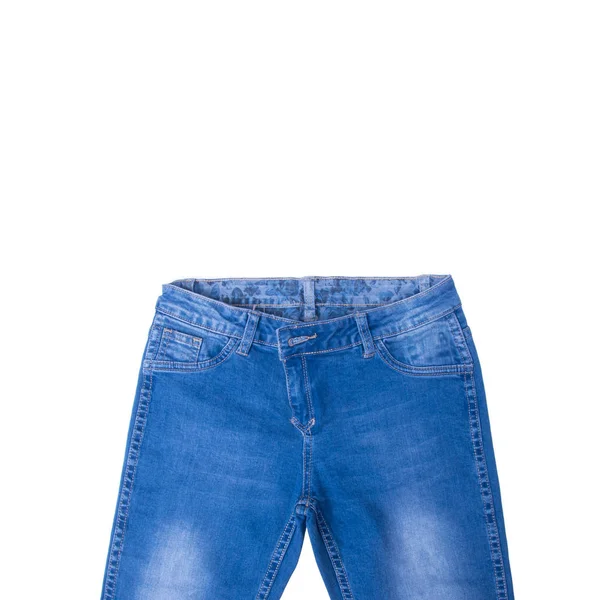 Jeans ou jeans azul com conceito sobre fundo branco novo . — Fotografia de Stock