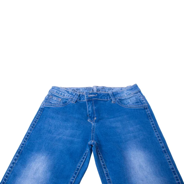 Dżinsy lub niebieskie dżinsy z koncepcją na białym tle nowy. — Zdjęcie stockowe