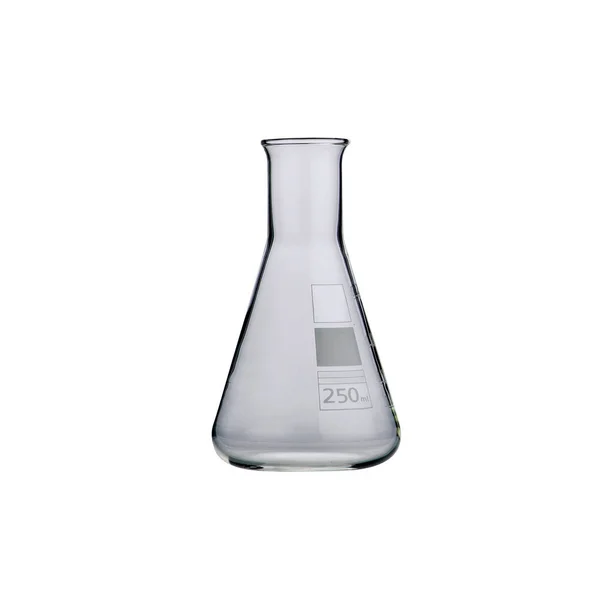 Laboratorio o Flask vuoto isolato su sfondo bianco . — Foto Stock