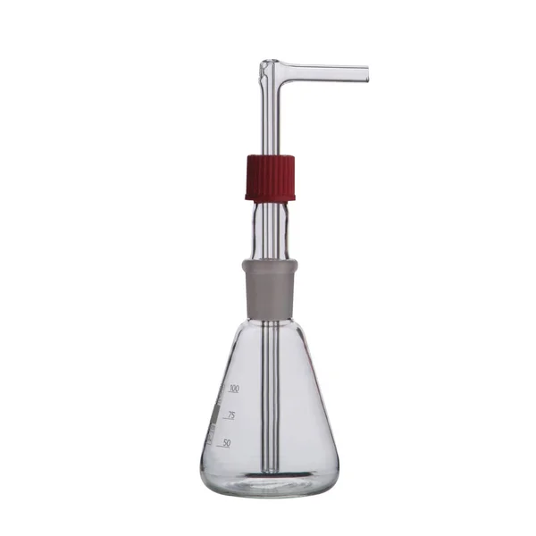 Laboratorio o Flask vuoto isolato su sfondo bianco . — Foto Stock