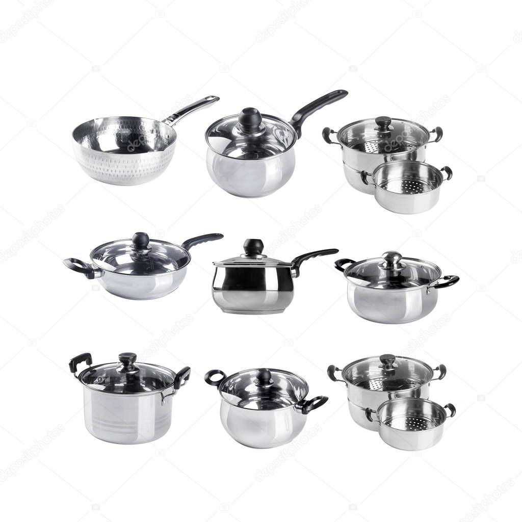 Pot or Group of stainless steel cooking pot new.