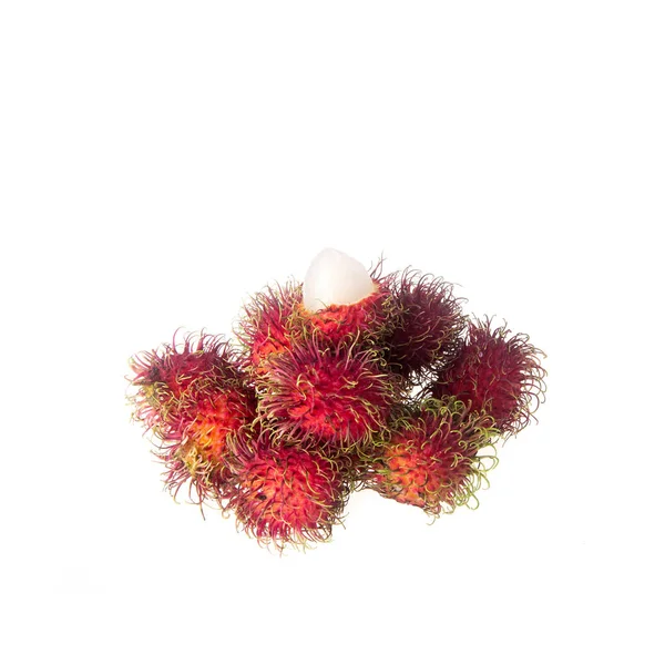 Rambutan ou fruta no verão em fundo branco . — Fotografia de Stock