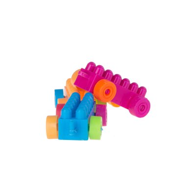 Yeni arkaplanda oyuncak ya da oyuncak blok araba.