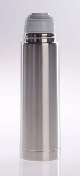 Thermo or Thermo flask from stainless steel on background new. — Stock Photo, Image