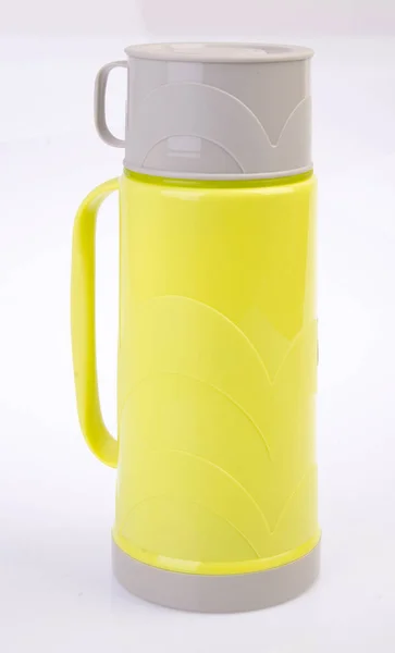 Thermo or Plastic Thermos flask on background new. — Stock Photo, Image