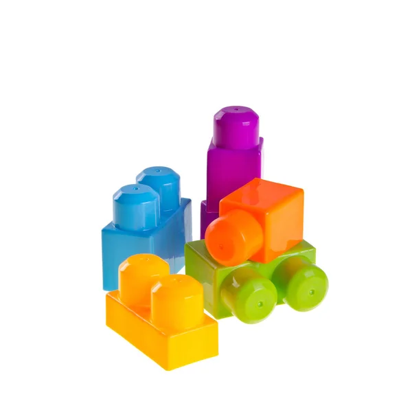 Speelgoed of Plastic bouwstenen op achtergrond nieuw. — Stockfoto