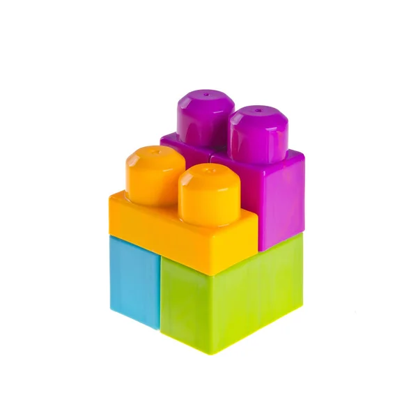 Leksak eller plast byggstenar på bakgrund nya. — Stockfoto
