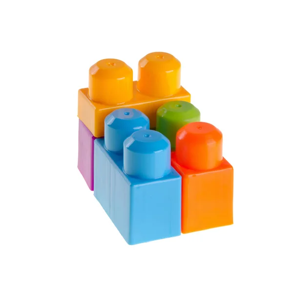 Speelgoed of Plastic bouwstenen op achtergrond nieuw. — Stockfoto
