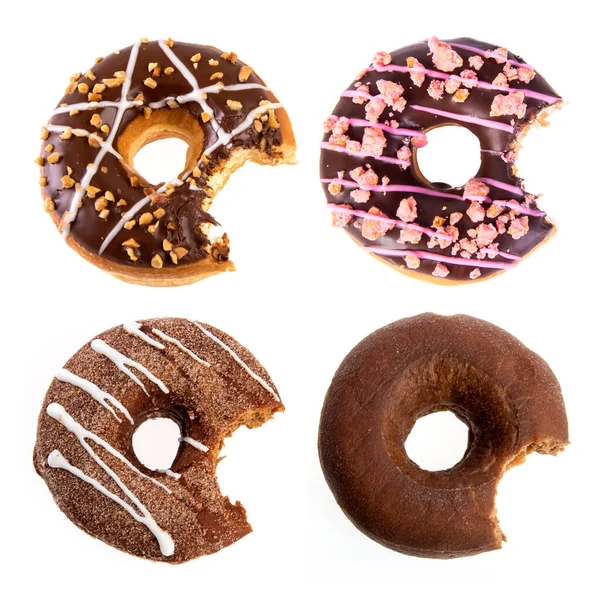 Donut oder Donut mit fehlendem Biss auf Hintergrund neu. — Stockfoto