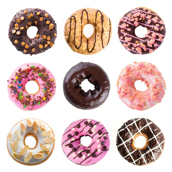흰 배경에서 분리되어 있는 도넛이나 도넛. — 스톡 사진