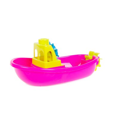 Oyuncak ya da bebek plastik tekne oyuncakları arka planda yeni