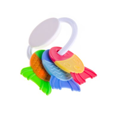 Oyuncak ya da bebek plastik oyuncakları arka planda yeni