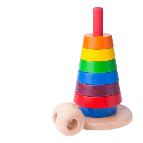 Toy Baby Toy Wood Color Pyramid Background New — Stock Photo, Image