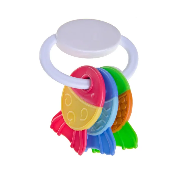 Toy Baby Plastic Rattle Toys Background New — Stock Photo, Image