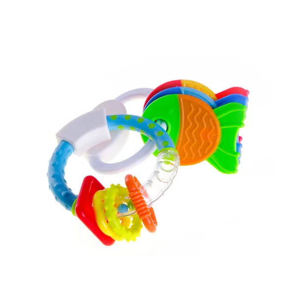 Brinquedo Bebê Brinquedos Chocalho Plástico Fundo Novo — Fotografia de Stock