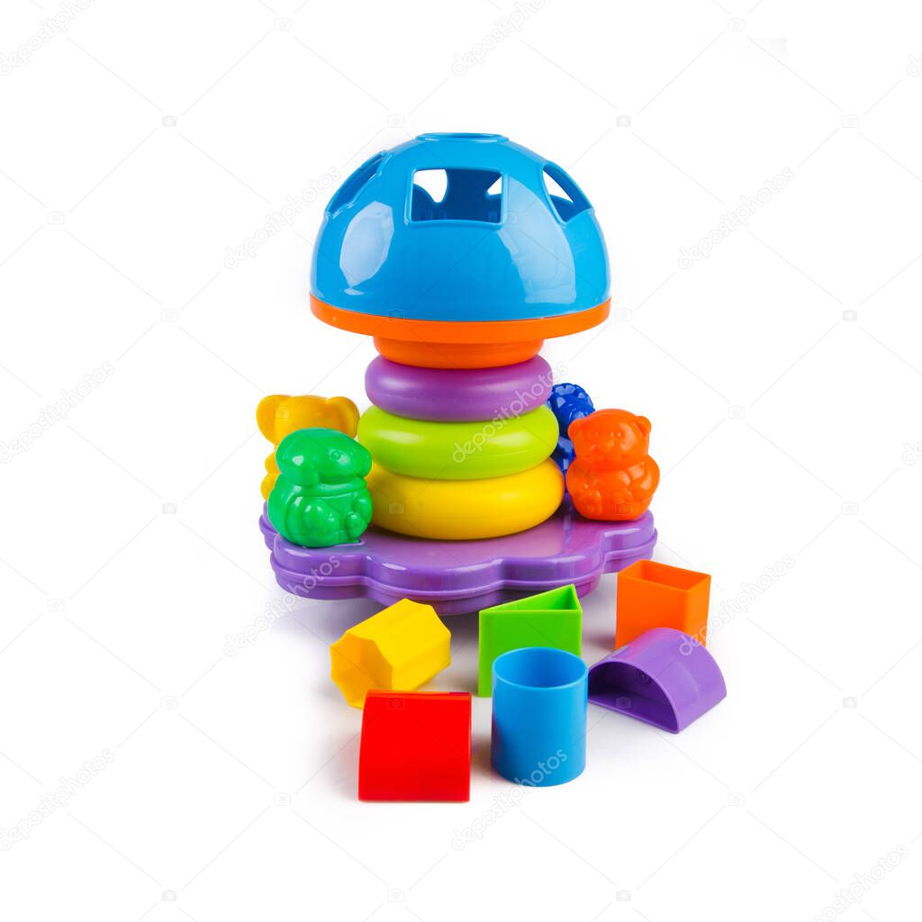 Toy or baby toy plastic shape sorter on background new