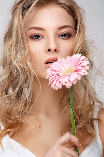 Closeup Portrait Sexy Whiteheaded Young Woman Beautiful Blue Eyes Isolated — Stock Photo, Image