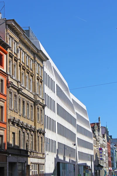 Architektur von Breslau, Polen, Europa. Stadtzentrum, bunte, historische Marktplatzgrundstücke. Niederschlesien, Europa. — Stockfoto