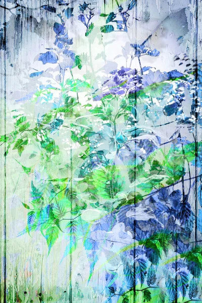 Artistique, fond floral en bleu — Photo