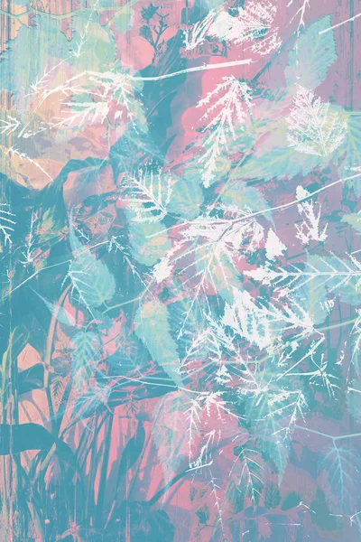 Schöner, künstlerischer Hintergrund mit Blättern und Blumen — Stockfoto