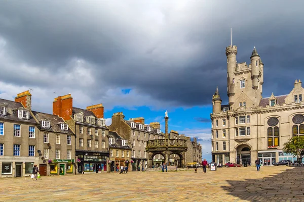 Castlegate in het stad centrum, Aberdeen, Schotland, Groot-Brittannië — Stockfoto