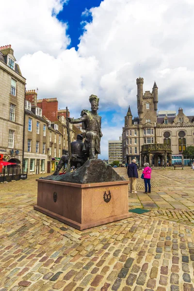 Gordon Highlanders standbeeld, Castlegate, Aberdeen, Schotland, Uk — Stockfoto