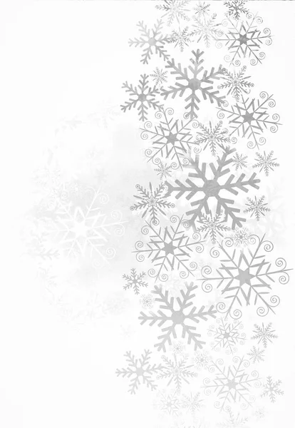 Kerstmis Met Zilveren Sneeuwvlokken Witte Achtergrond — Stockfoto