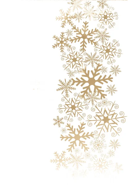 White Christmas background with golden snowflakes. — Stock Photo, Image