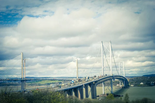 Forth Road Bridge Panorama Edimburgo Scozia Regno Unito — Foto Stock