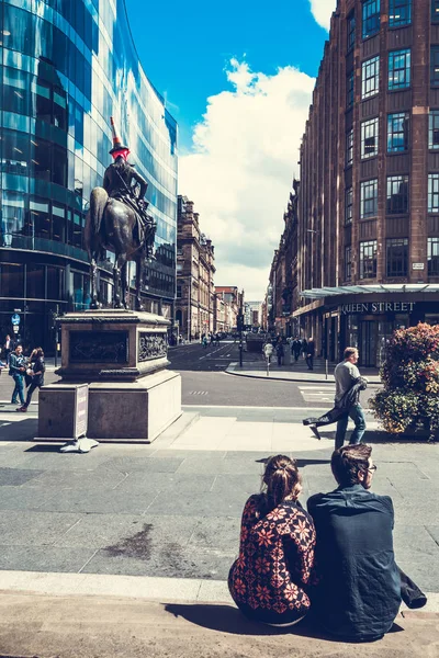Glasgow City Gator Med Människor Och Turister Promenader 2017 — Stockfoto