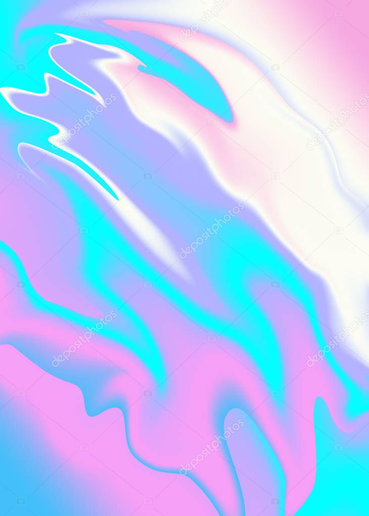 Neon, holographic, abstract background in pink, blue and white