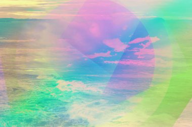 Deniz dalgaları ve gökyüzü ile soyut arkaplan fantezisi