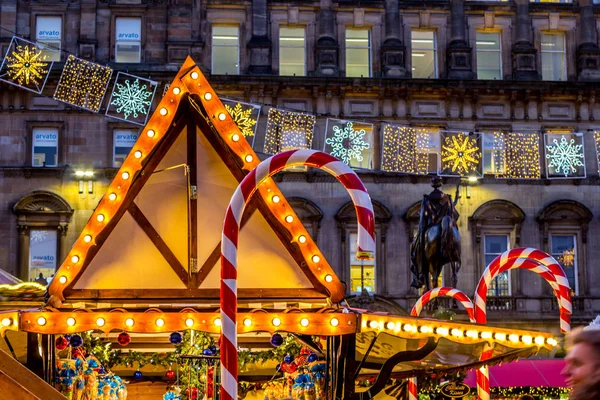 Karácsonyi Vásár Glasgow George Square Skócia December 2019 — Stock Fotó