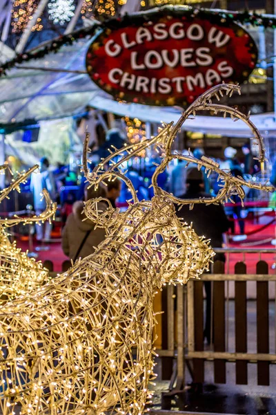 Karácsonyi Vásár Glasgow George Square Skócia December 2019 — Stock Fotó