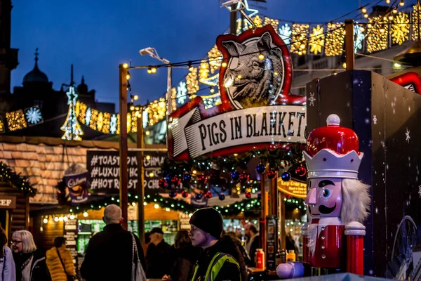 Feira Natal Glasgow George Square Escócia Reino Unido Dezembro 2019 — Fotografia de Stock