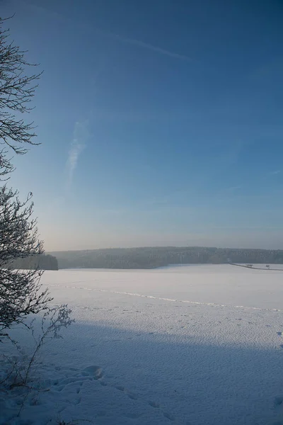 Vinterlandskap under vit snö — Stockfoto