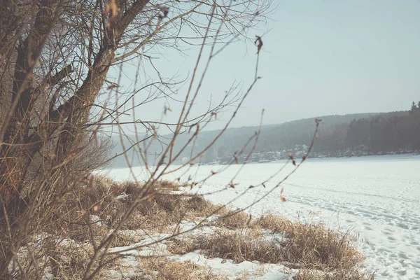 Paesaggio invernale sotto la neve bianca — Foto Stock