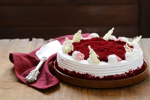 Festive dessert Christmas red velvet cake — Stock Photo, Image
