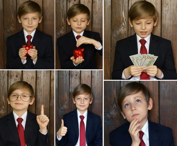 Collage Ustaw chłopak w garniturze - koncepcja biznesowa — Zdjęcie stockowe