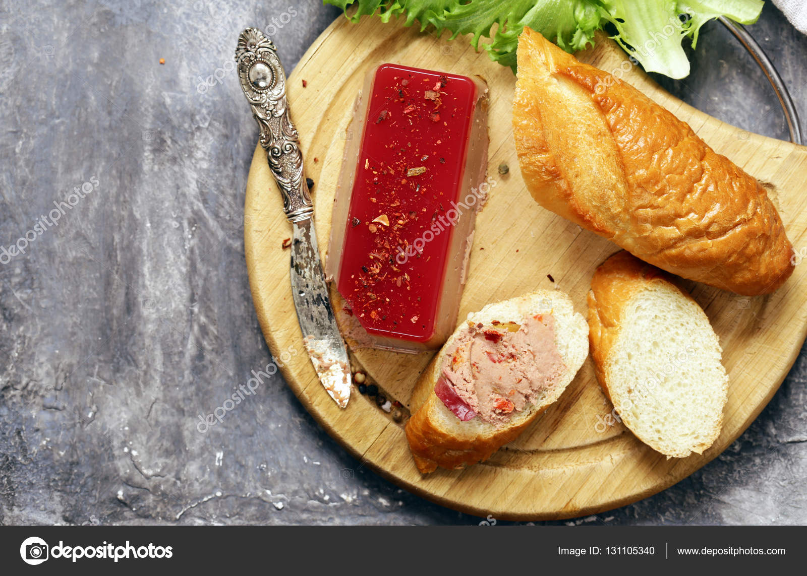 Gourmet Pate De Foie Gras With A Baguette For An Appetizer Stock