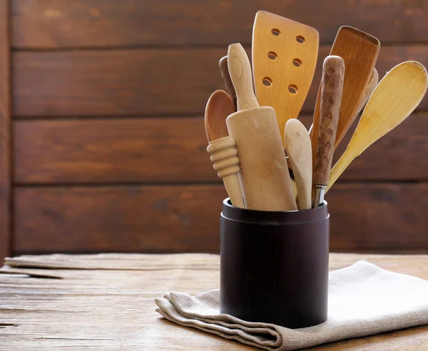 Wooden cutlery for food - rustic style — Stock Photo, Image