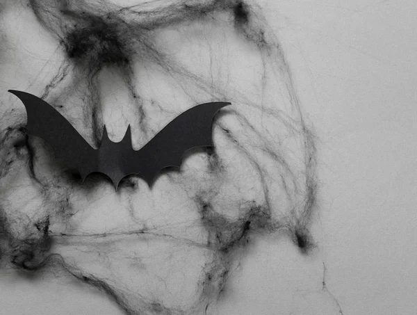 Décorations Halloween - toile d'araignée noire et chauves-souris — Photo